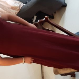 Burgundy  long bridesmaid dress